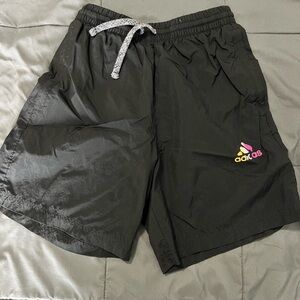 Adidas Men's Black Athletic Shorts with Multicolor Logo